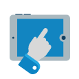 Illustration of hand clicking on tablet